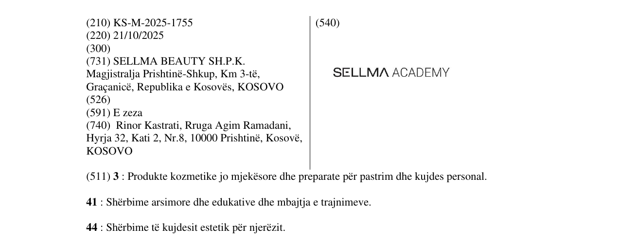 Zëri i markës SELLMA ACADEMY në buletin