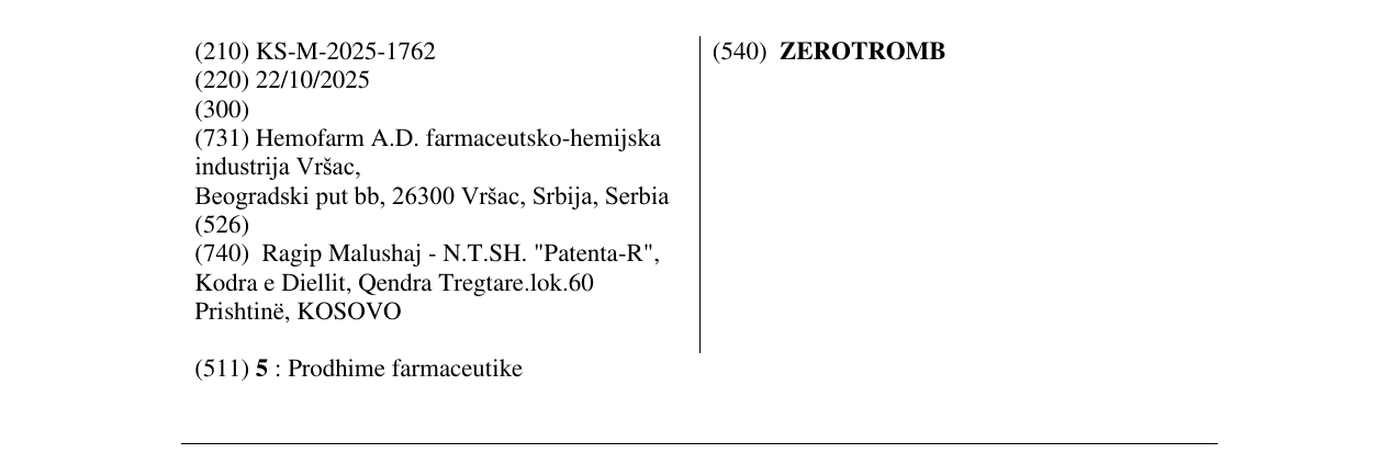 Zëri i markës ZEROTROMB në buletin