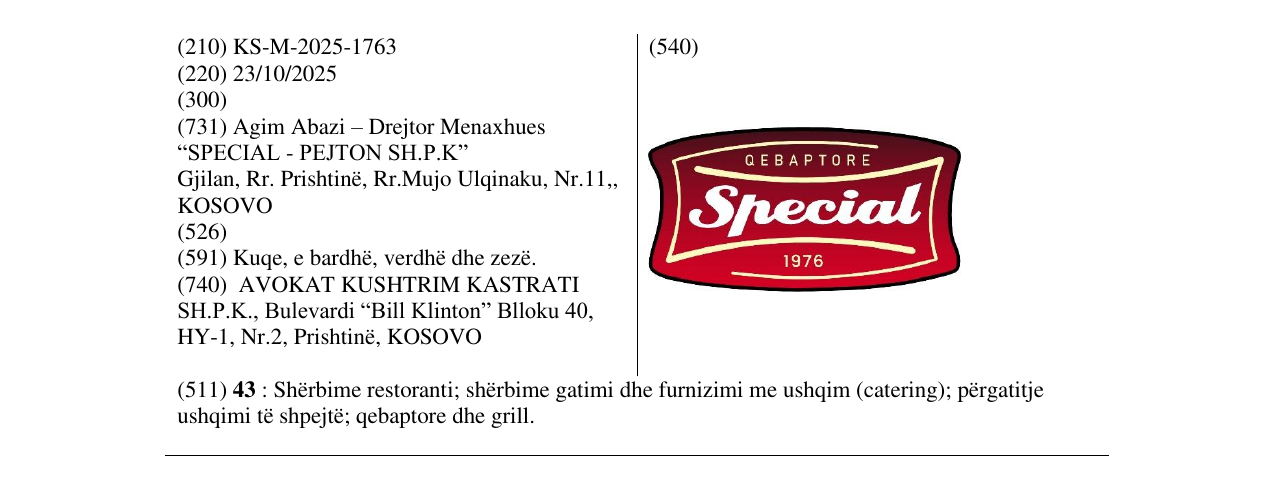 Zëri i markës QEBAPTORE Special 1976 në buletin