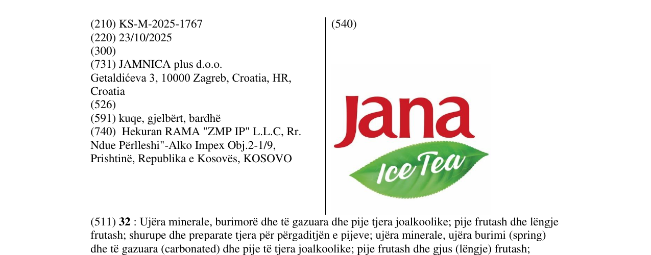 Zëri i markës jana ice Tea në buletin