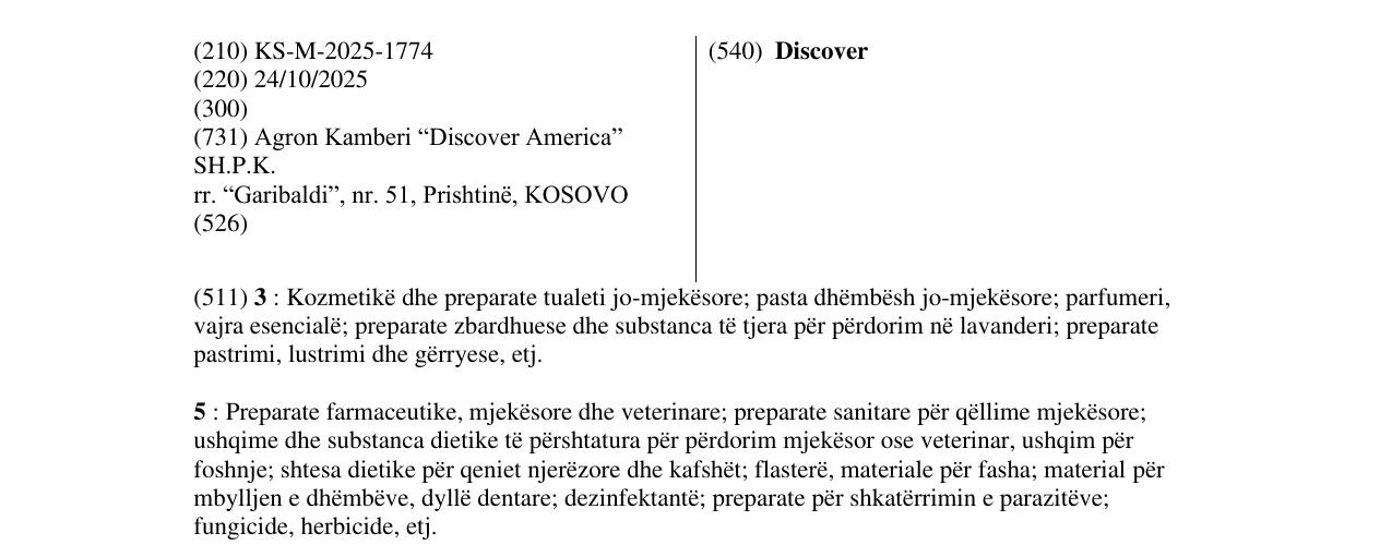 Zëri i markës Discover në buletin