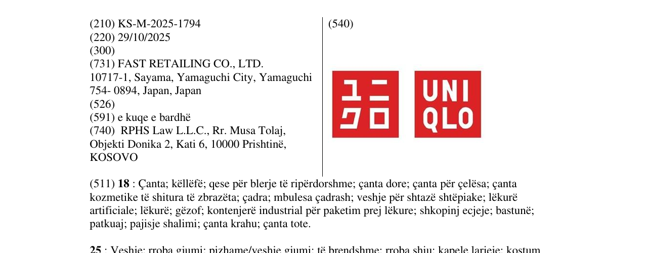 Zëri i markës UNIQLO në buletin