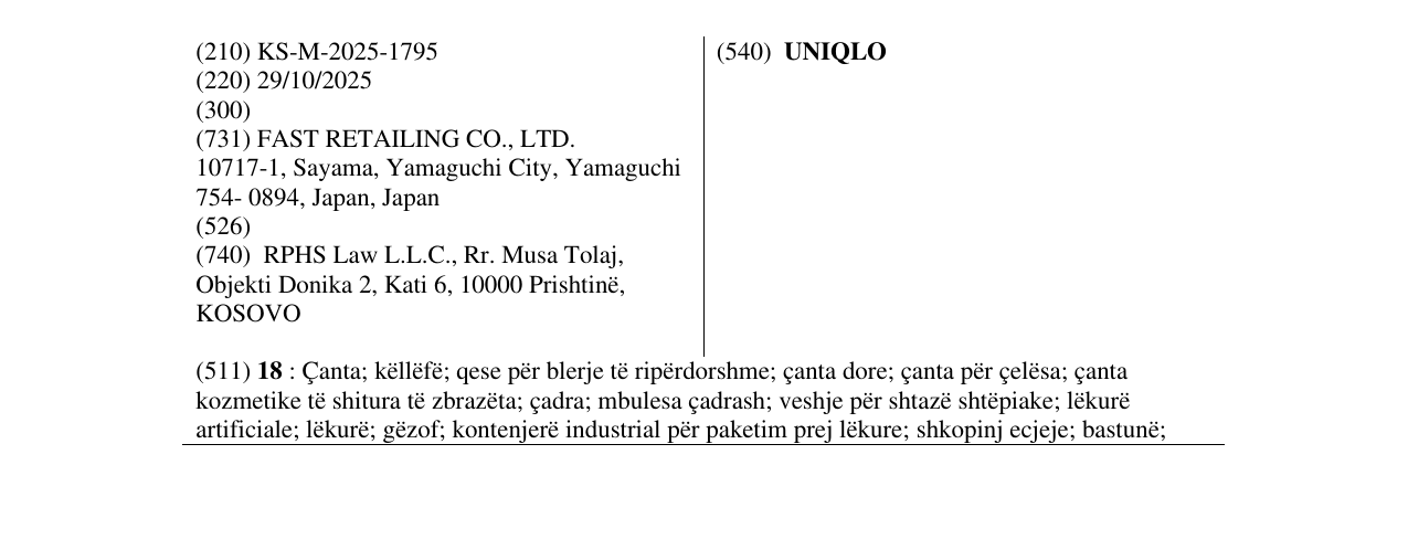 Zëri i markës UNIQLO në buletin
