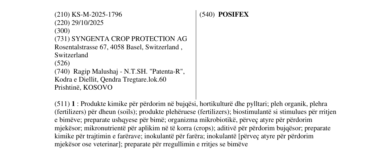 Zëri i markës POSIFEX në buletin