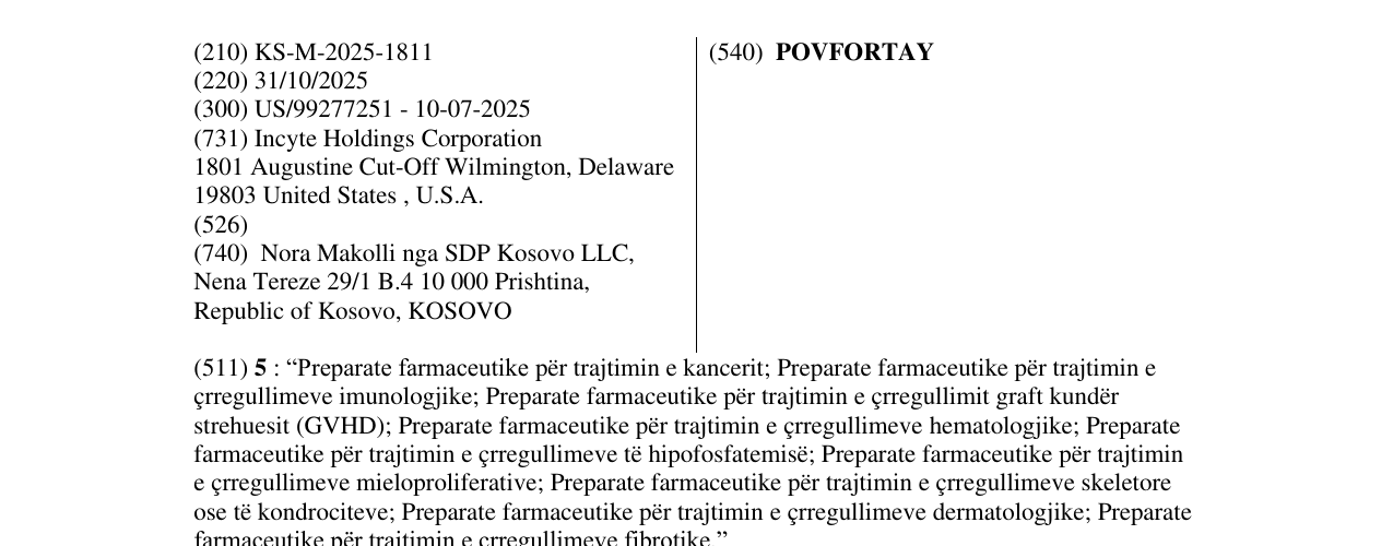 Zëri i markës POVFORTAY në buletin