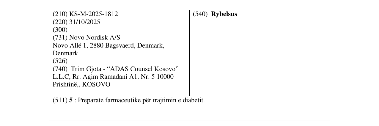 Zëri i markës Rybelsus në buletin