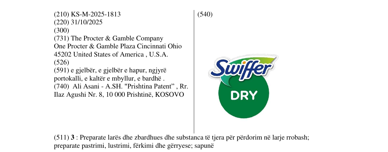 Zëri i markës Swiffer DRY në buletin