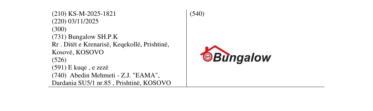 Zëri i markës Bungalow në buletin