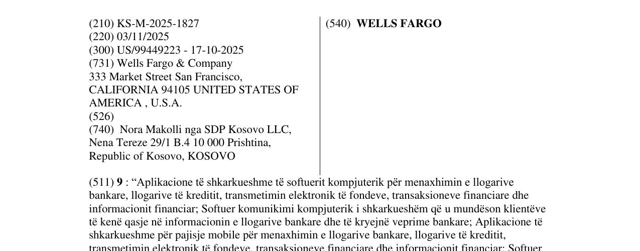 Zëri i markës WELLS FARGO në buletin
