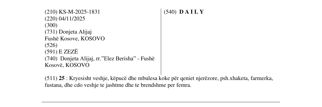 Zëri i markës D A I L Y në buletin