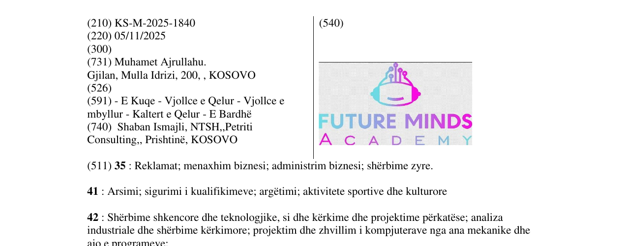 Zëri i markës FUTURE MINDS ACADEMY në buletin