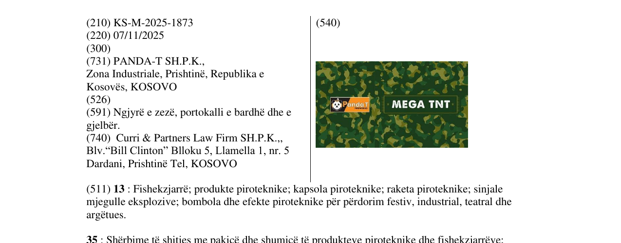 Zëri i markës MEGA TNT në buletin