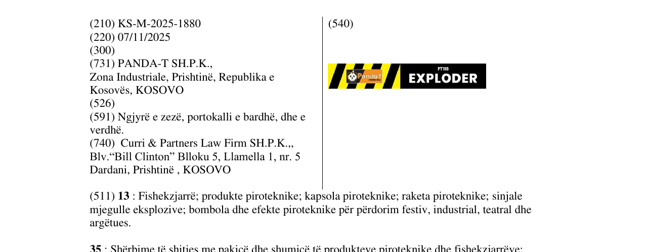 Zëri i markës EXPLODER në buletin