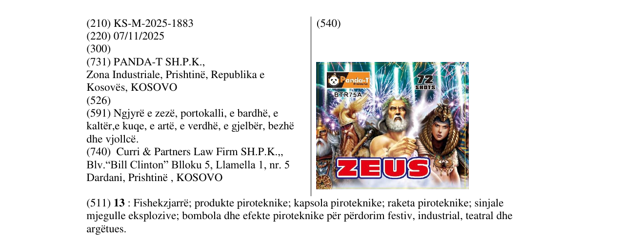 Zëri i markës ZEUS në buletin
