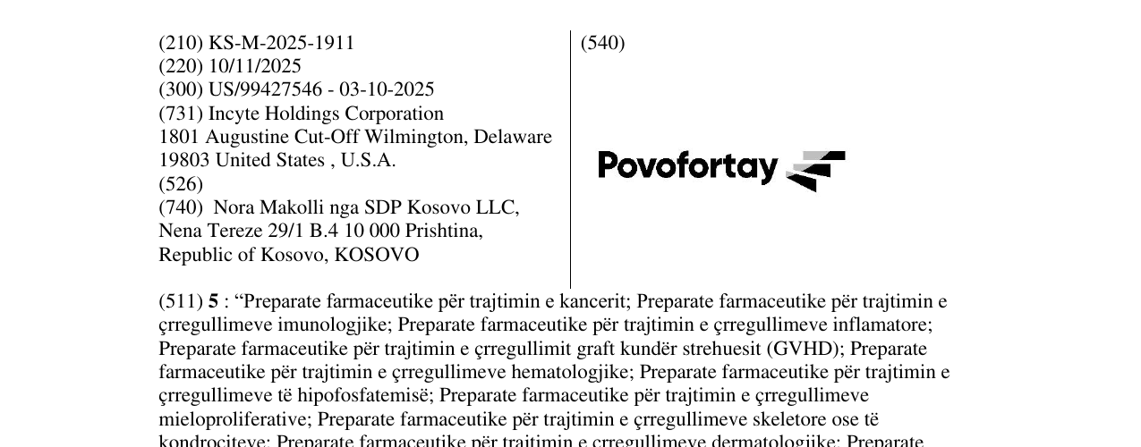 Zëri i markës Povofortay në buletin