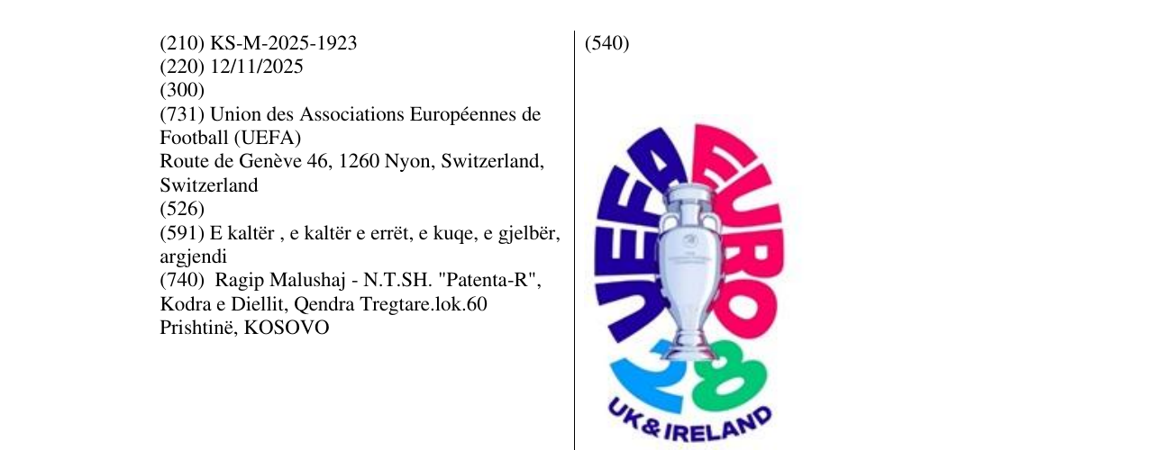 Zëri i markës UEFA EURO 2028 në buletin