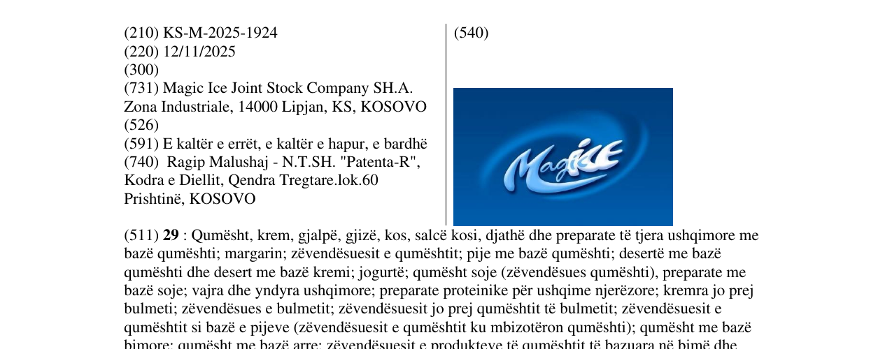 Zëri i markës MagicICE në buletin