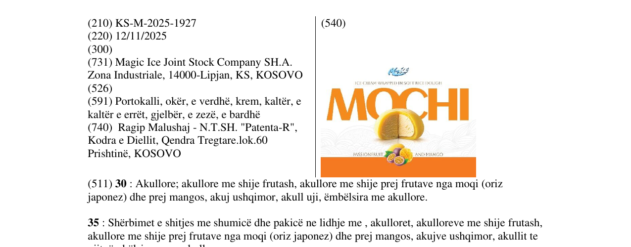 Zëri i markës MOCHI në buletin