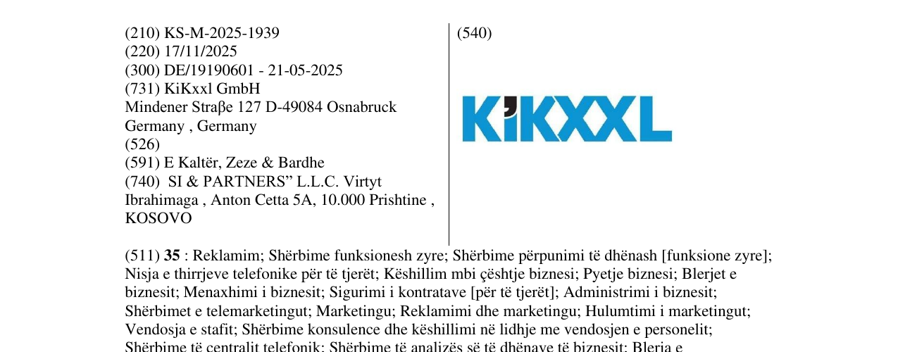 Zëri i markës KIKXXL në buletin