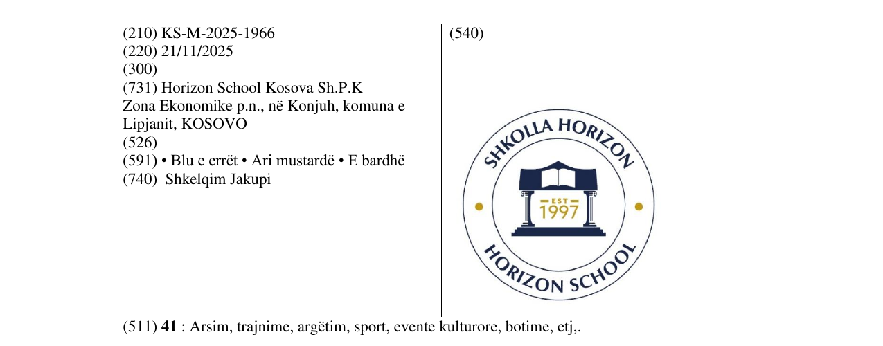 Zëri i markës SHKOLLA HORIZON në buletin