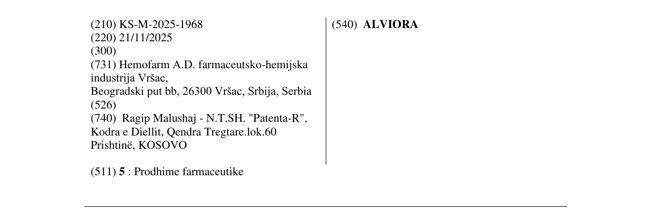 Zëri i markës ALVIORA në buletin