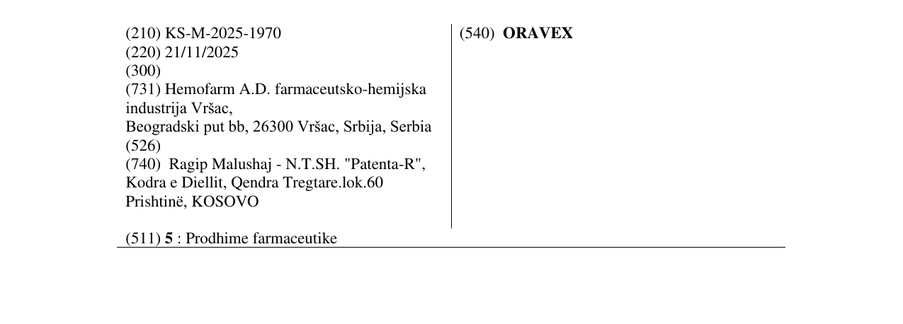 Zëri i markës ORAVEX në buletin