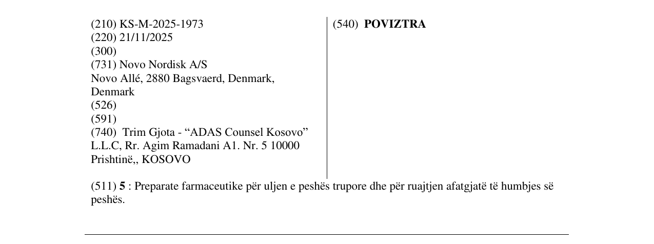 Zëri i markës POVIZTRA në buletin