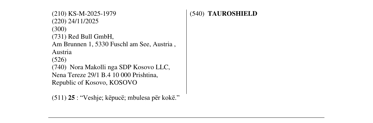 Zëri i markës TAUROSHIELD në buletin