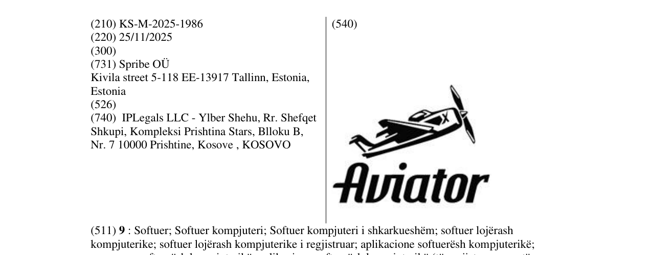 Zëri i markës Aviator në buletin