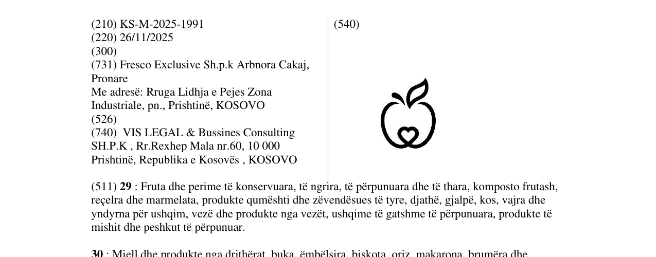 Zëri i markës Fresco në buletin