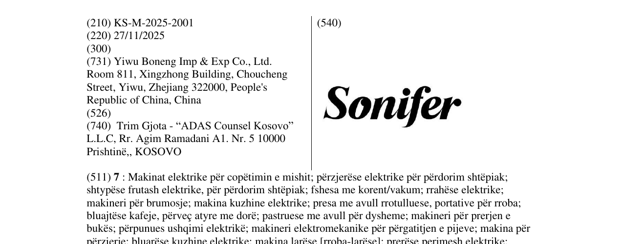 Zëri i markës Sonifer në buletin