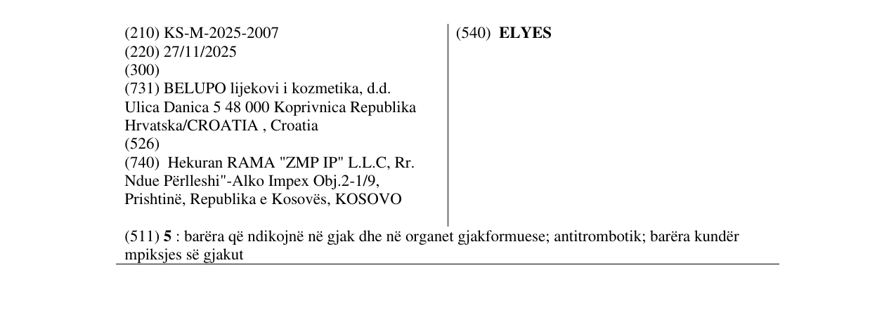 Zëri i markës ELYES në buletin