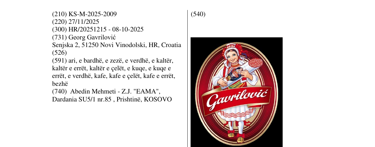Zëri i markës Gavrilovic në buletin