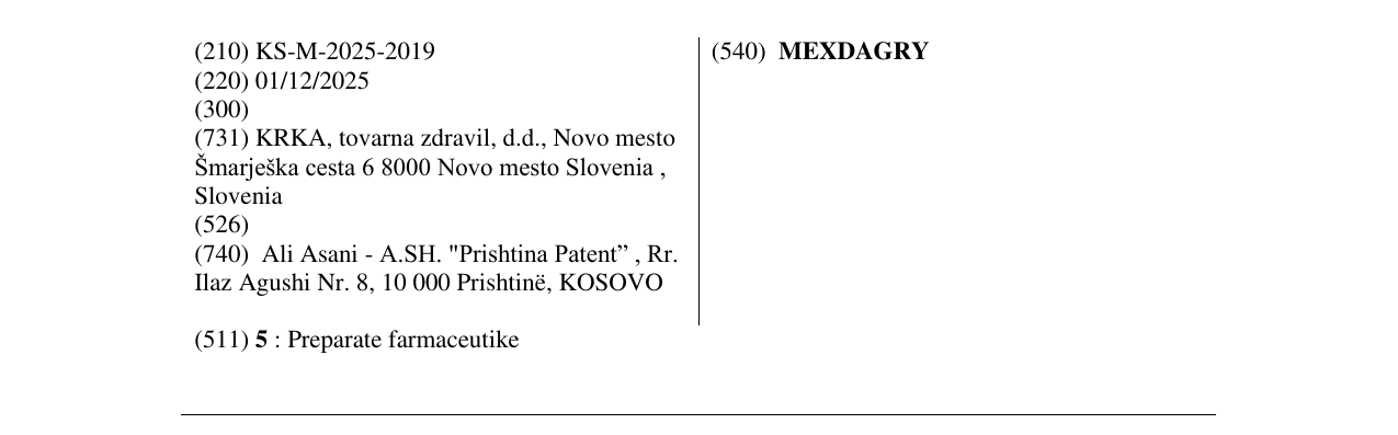Zëri i markës MEXDAGRY në buletin