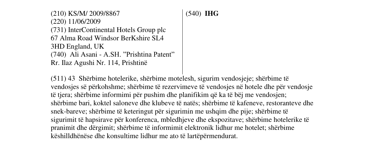 Zëri i markës IHG në buletin