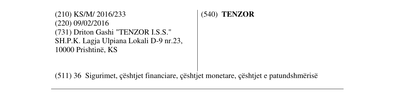 Zëri i markës TENZOR në buletin