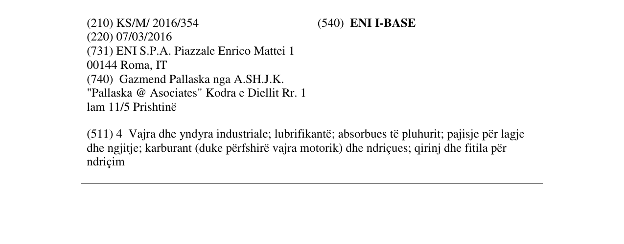 Zëri i markës ENI I-BASE në buletin
