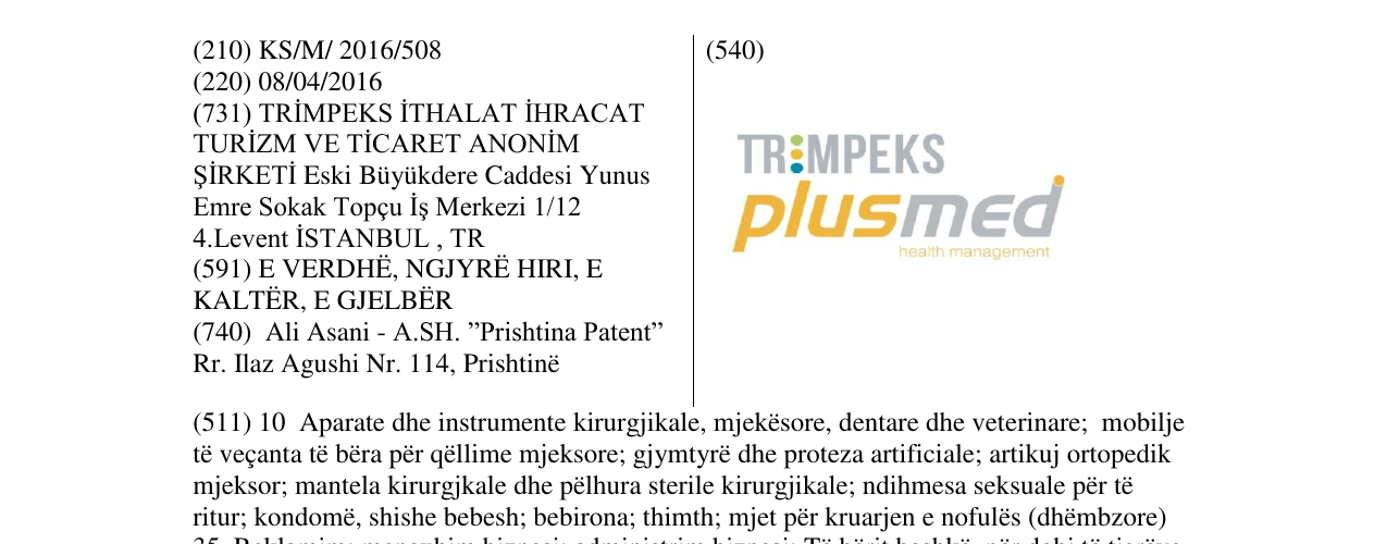 Zëri i markës TRIMPEKS plusmed health menagment në buletin