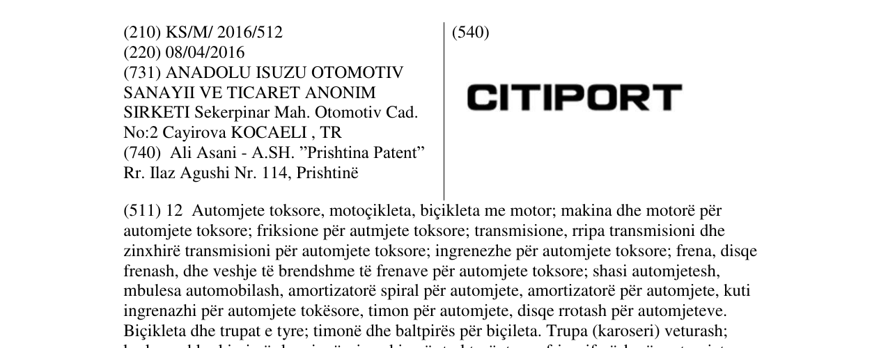 Zëri i markës CITIPORT në buletin