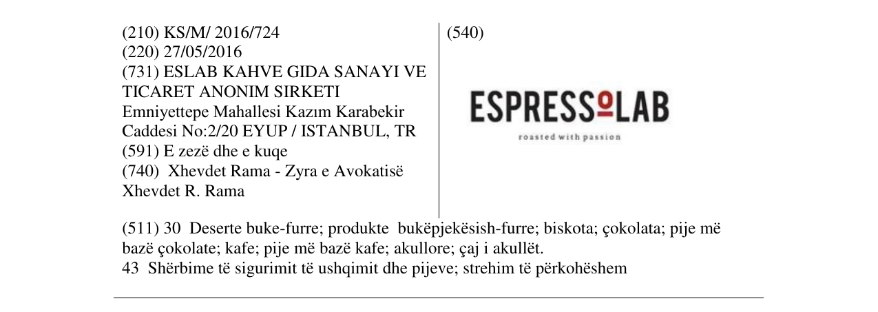 Zëri i markës ESPRESSOLAB në buletin