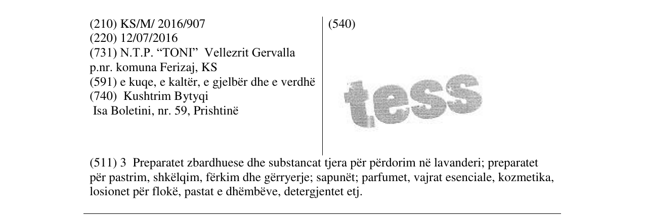 Zëri i markës tess në buletin