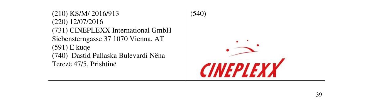 Zëri i markës CINEPLEXX në buletin