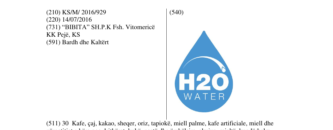 Zëri i markës H2O WATER në buletin