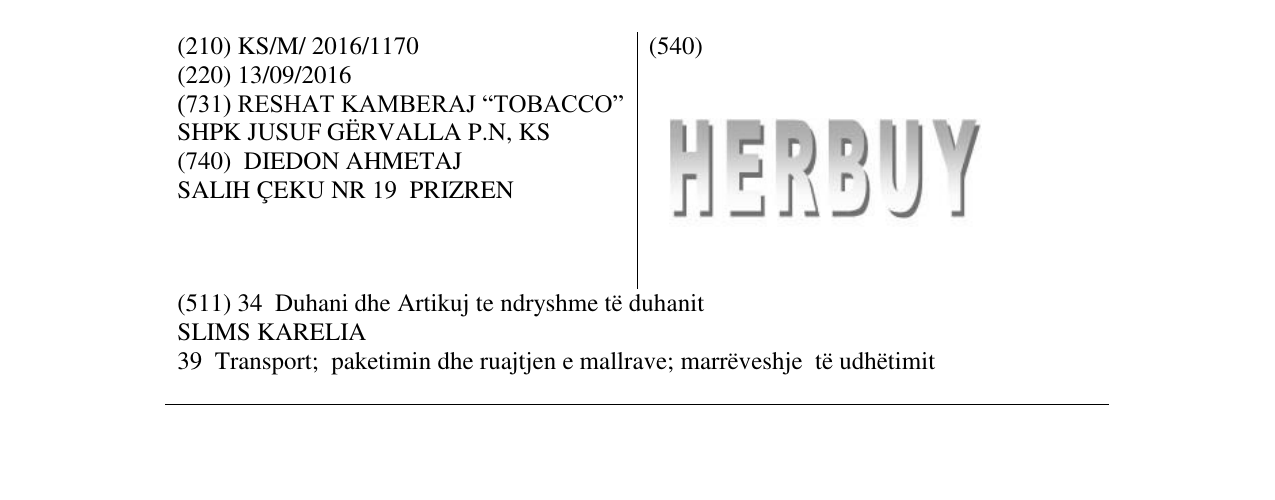 Zëri i markës HERBUY në buletin
