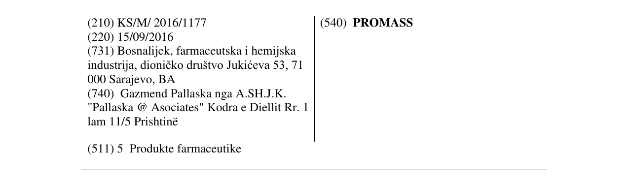 Zëri i markës PROMASS në buletin