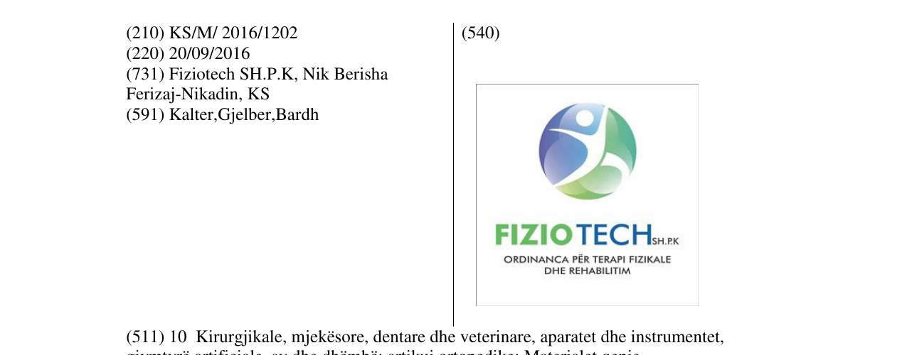 Zëri i markës FIZIO TECH Sh.p.k.Ordinanca për terapi fizikale dhe rehabilitim në buletin
