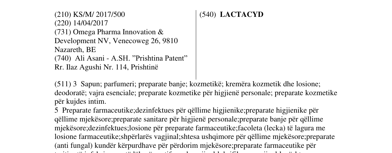 Zëri i markës LACTACYD në buletin