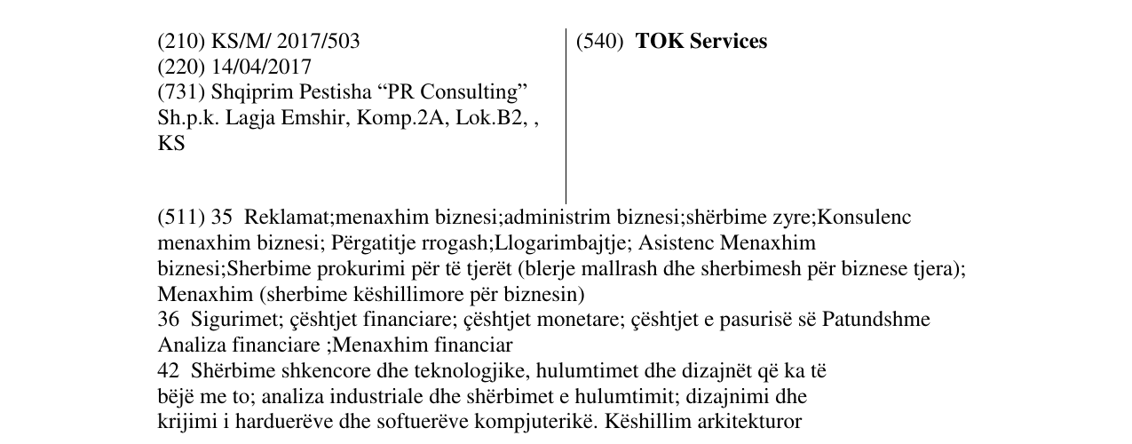 Zëri i markës TOK Services në buletin