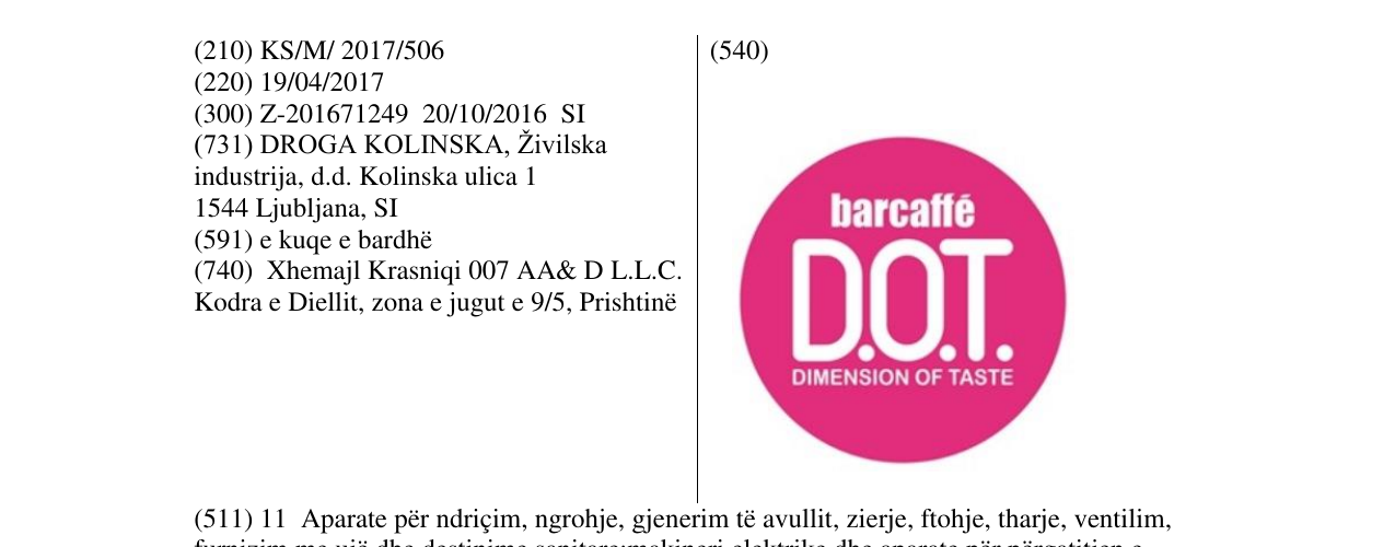 Zëri i markës D.O.T.barcaffe në buletin