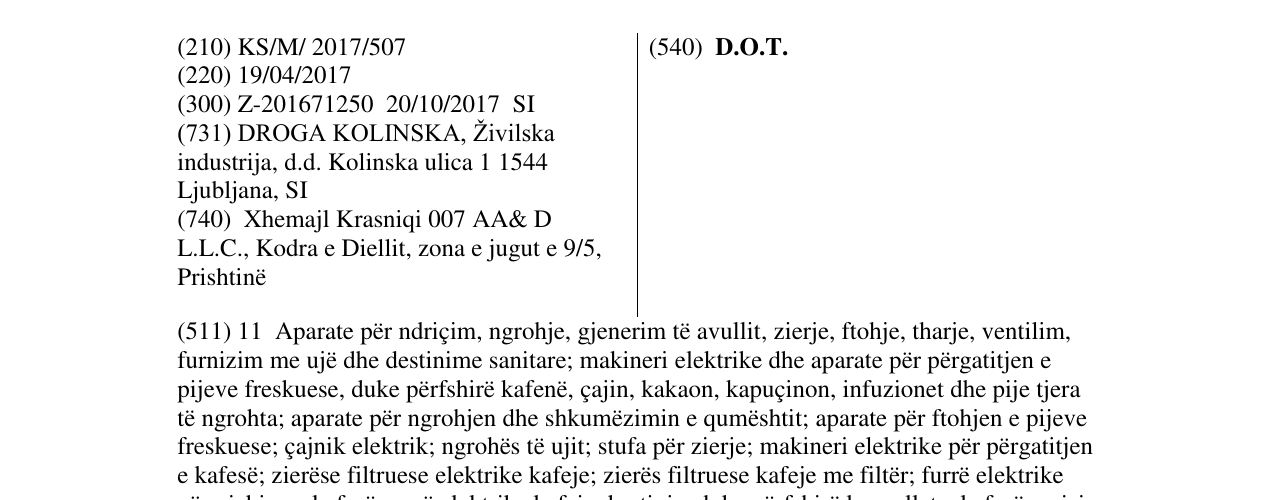 Zëri i markës D.O.T. në buletin